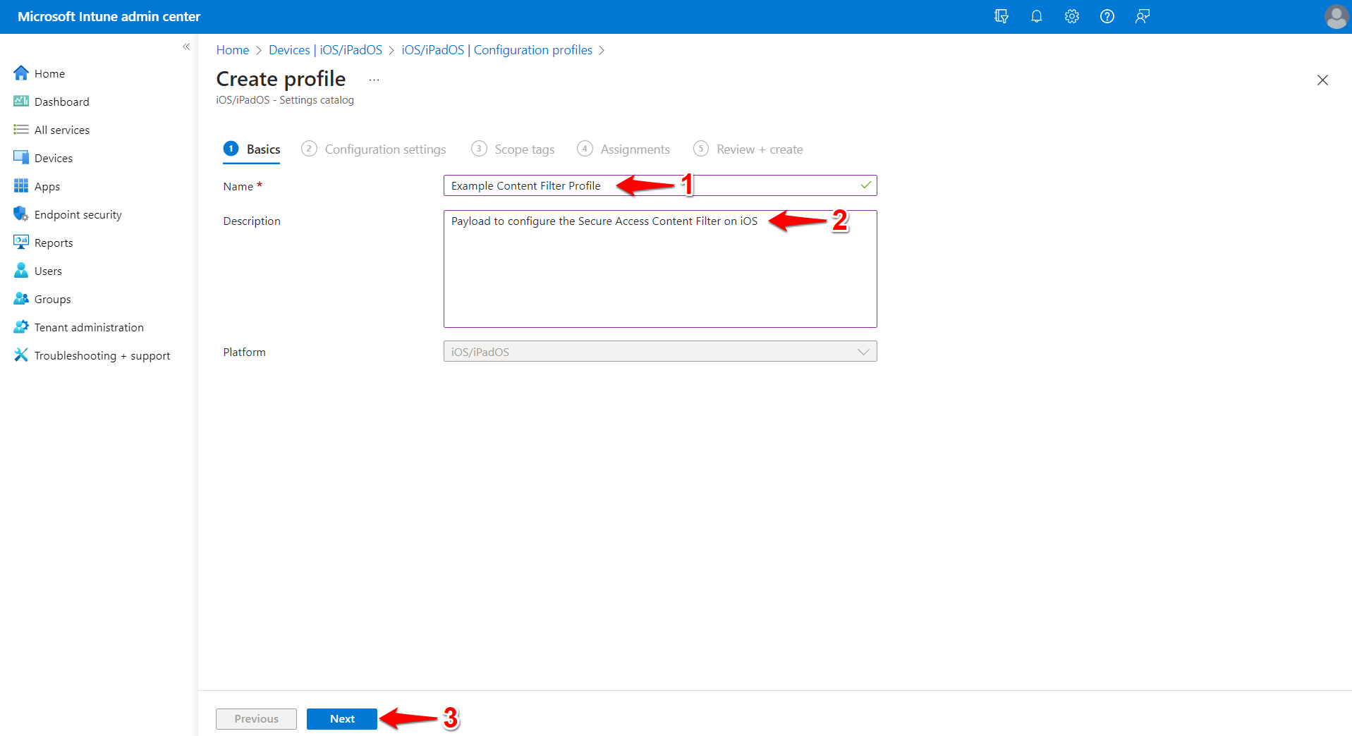 iOS/iPadOS: Intune - Creating a Content Filter Profile for Absolute ...