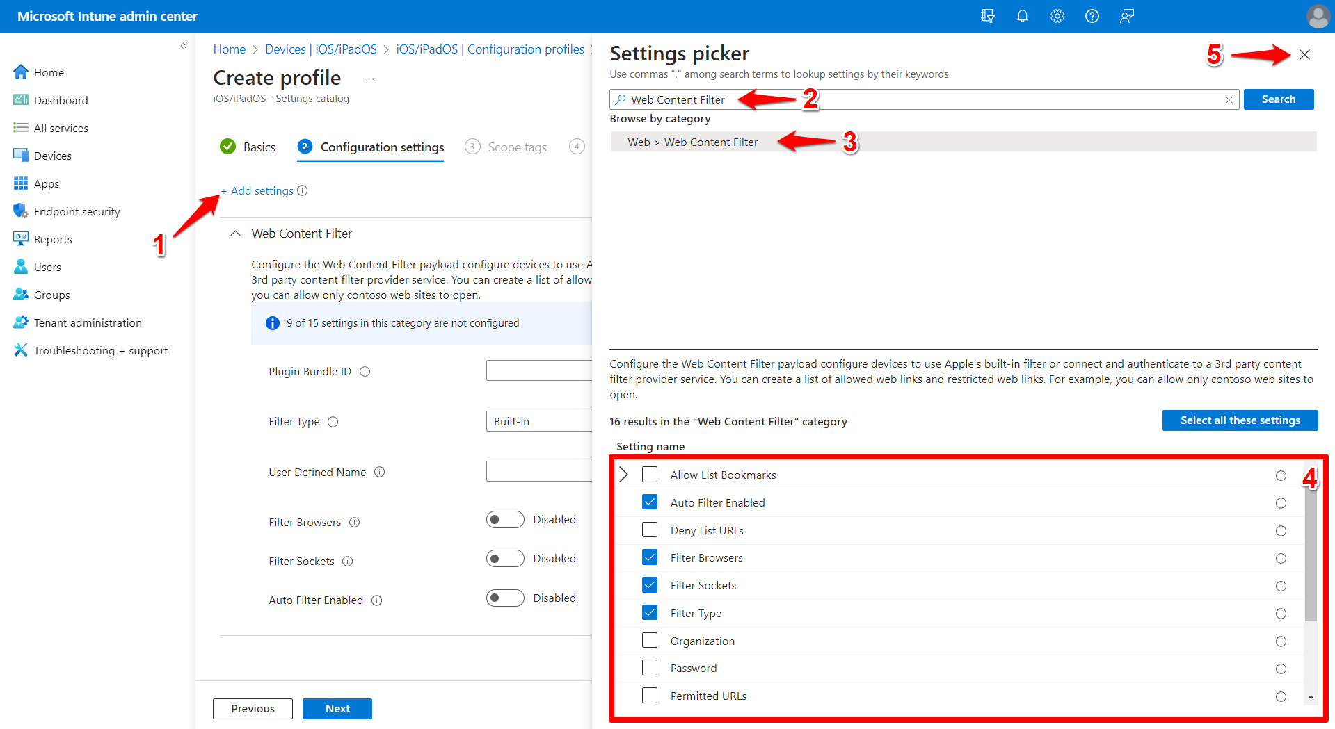 iOS/iPadOS: Intune - Creating a Content Filter Profile for Absolute ...