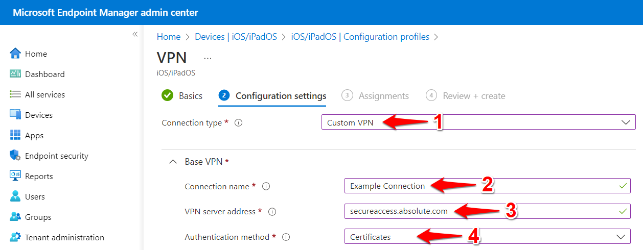 iOS/iPadOS: Intune - Creating a Per-App VPN Profile with Certificate ...