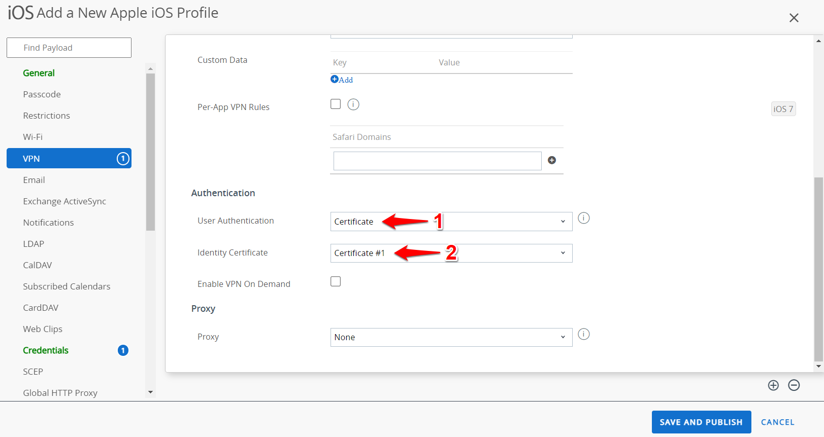 iOS/iPadOS: Workspace ONE - Creating a Per-App VPN Profile