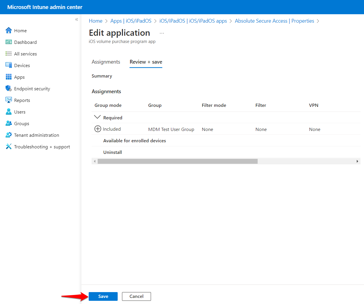 iOS/iPadOS: Intune - Deploying Absolute Secure Access