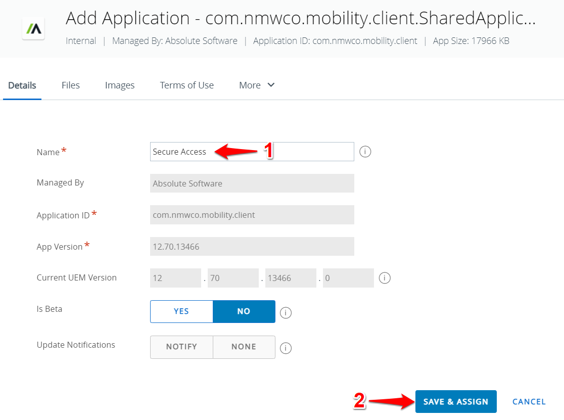 Android: Workspace ONE - Deploying Absolute Secure Access