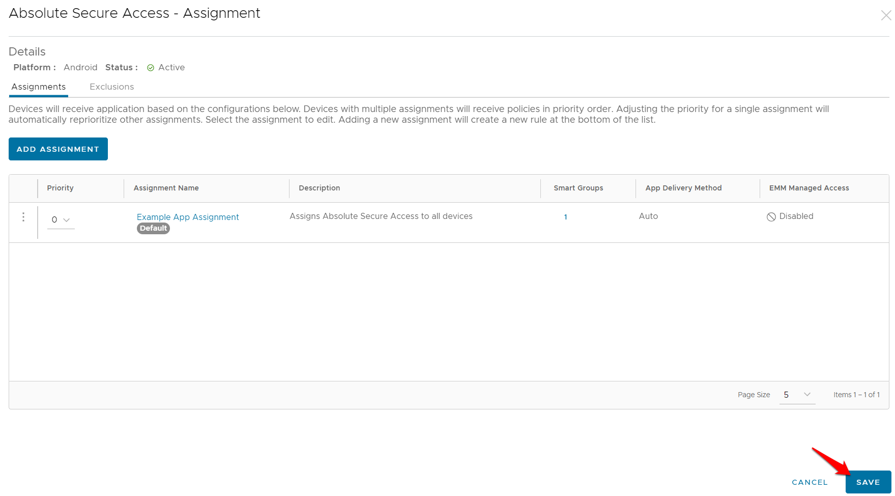 Android: Workspace ONE - Deploying Absolute Secure Access