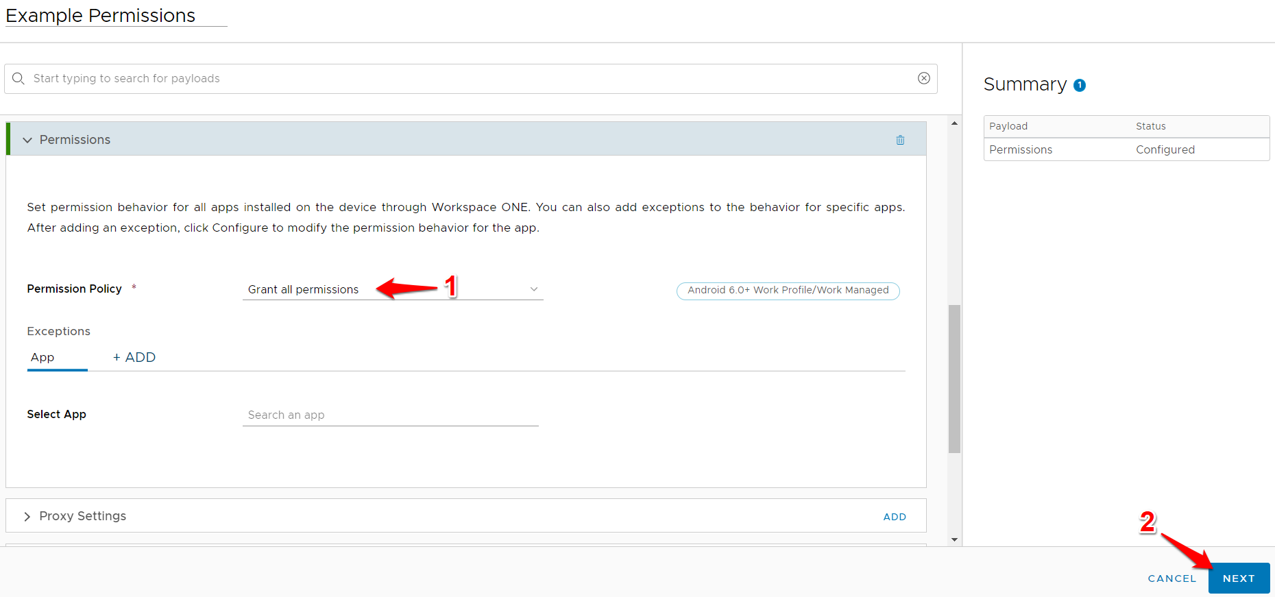 Android: Workspace ONE - Setting Permissions for Absolute Secure Access