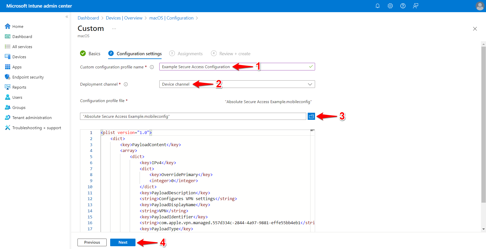 macOS: Intune - Creating a VPN Profile for the Absolute Secure Access ...