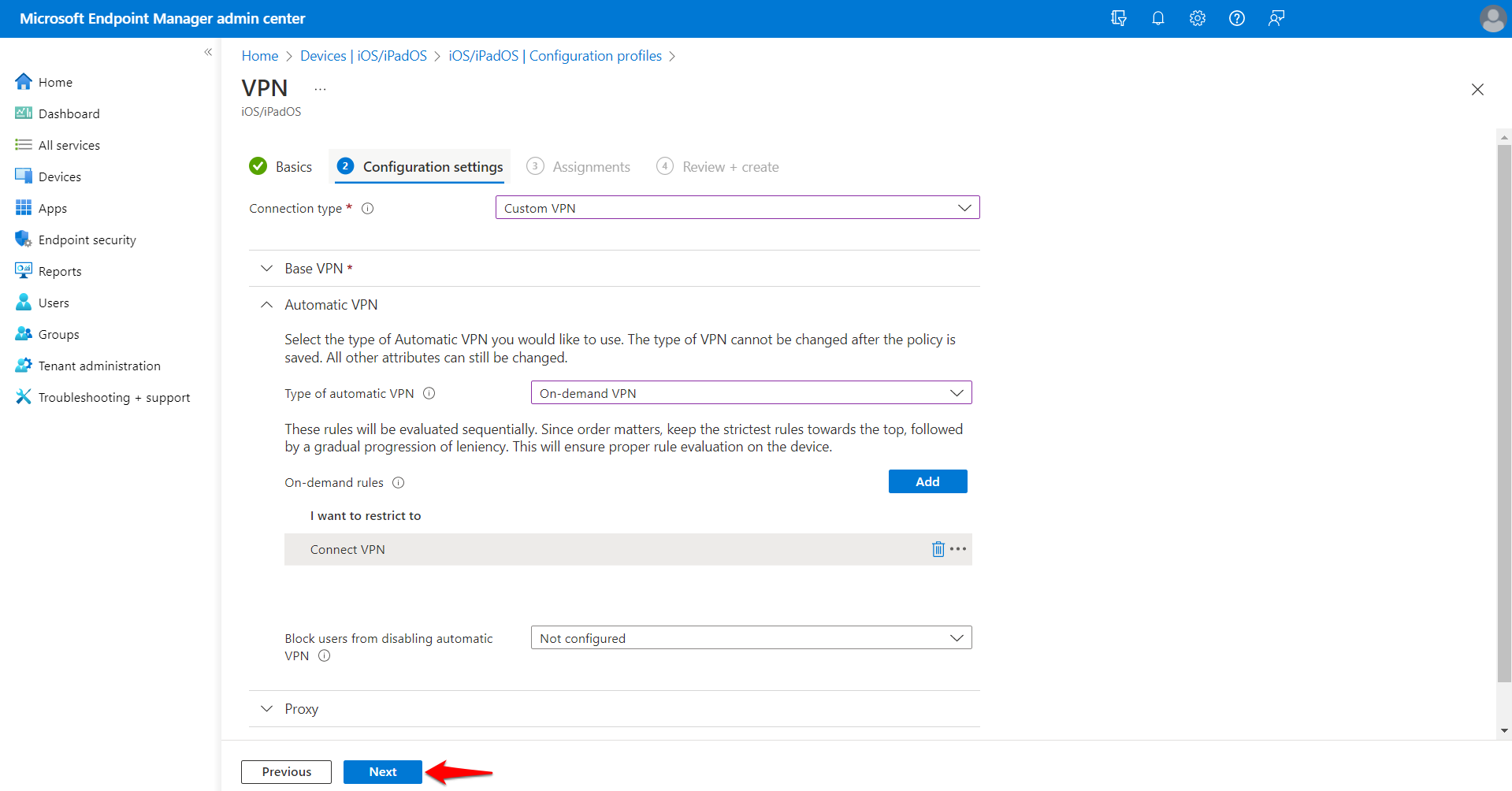 iOS/iPadOS: Intune - Creating an On Demand VPN Profile with Certificate ...