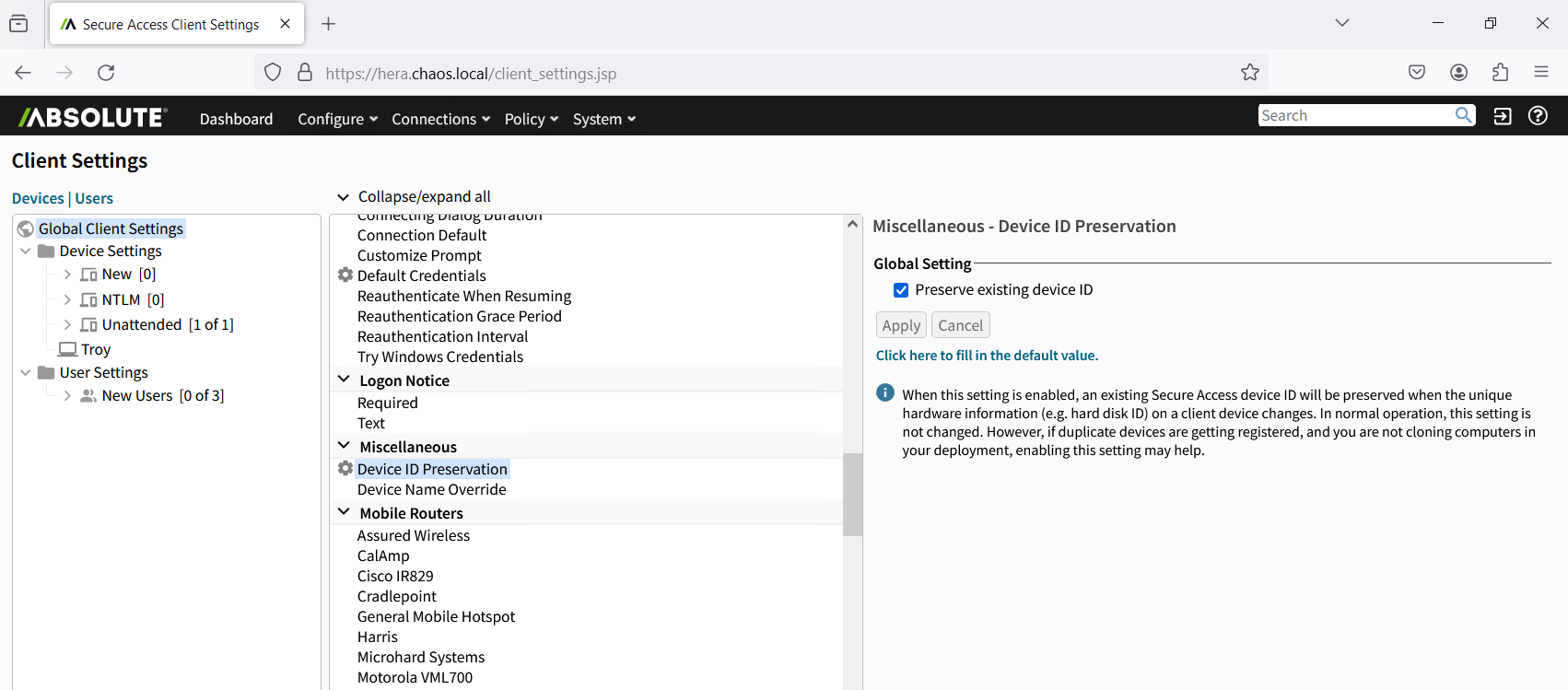 Duplicate device registration following upgrade from NetMotion Mobility ...