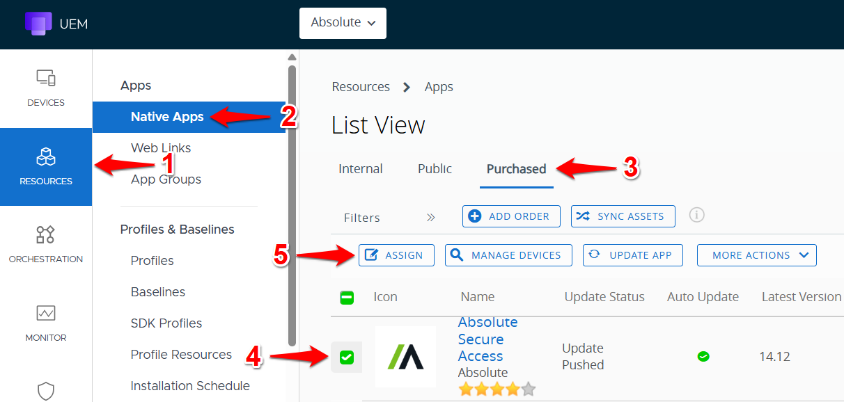 iOS/iPadOS: Workspace ONE - Deploying Absolute Secure Access